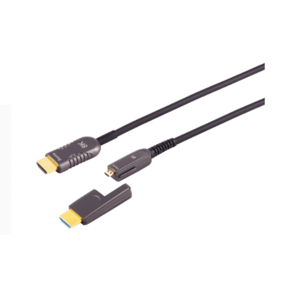 כבל HDMI 10K  אופטי היברידי אקטיבי (AOC) עם ראש נשלף, ניתן להשחלה מבית S-impuls גרמניה.
